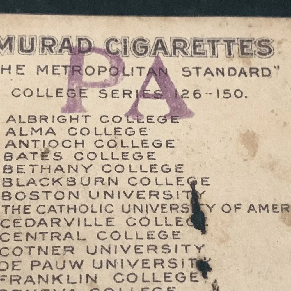 Rare 1910 Gustavus Adolphus Murad College Trading Card - Tennis Motif